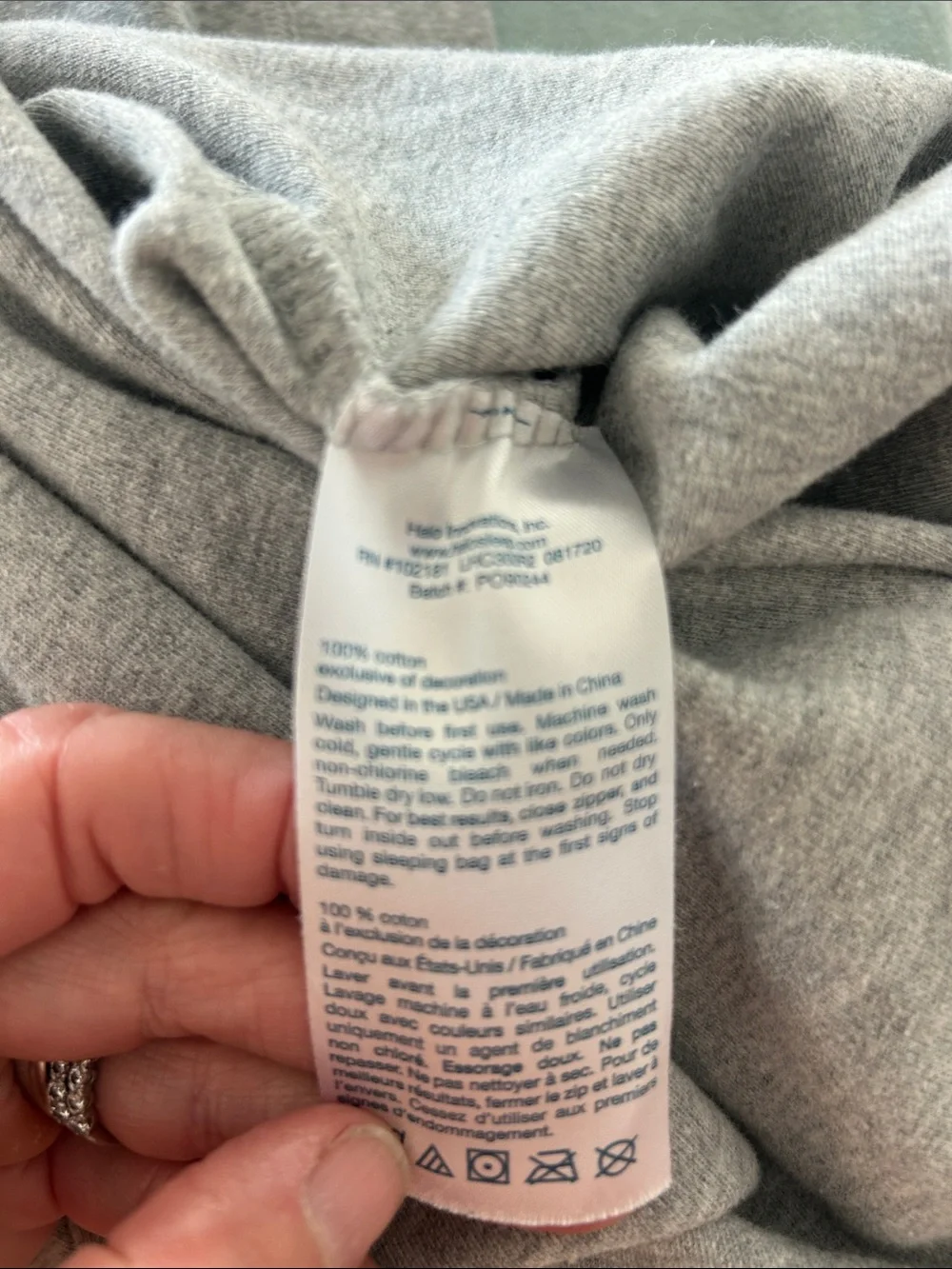 Halo Light Gray Sleeveless Zip-Front Sleep Sack